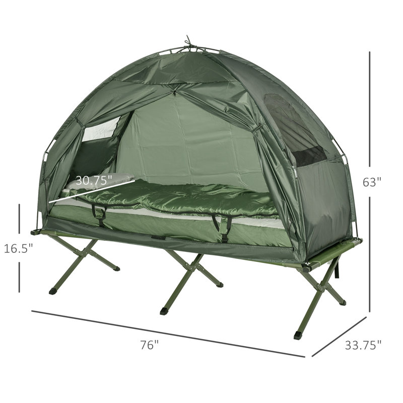 Outsunny Deluxe 4in1 Compact Folding Shelter Tent with Sleeping Bag